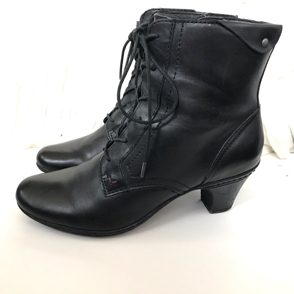 Black Leather Lace Up Boots Cobb Hill